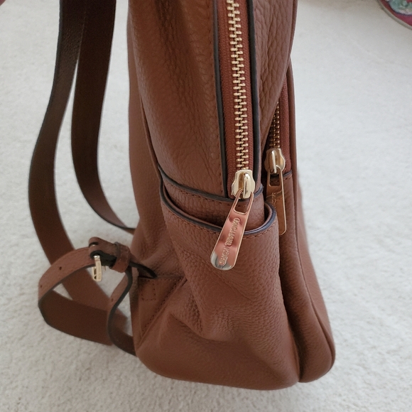 Michael Kors Brown Abbey Pebbled Leather Backpack - Picture 9 of 16